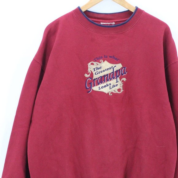Vintage M&C Sport Crewneck Sweatshirt Mens Red Pullover Greatest Grandpa XL - Picture 3 of 9